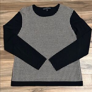 Brooks Brothers "346" Womens Merino Wool Houndstooth Sweater Size XL Academia